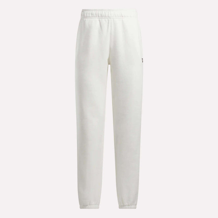 A pair of Reebok Women's Medium Vector Sweatpants with an elastic waistband and cuffs, made from a soft cotton-blend material, shown against a light background.