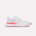 Reebok Women's Nano Gym 2.0 Training Shoes in Ftwr White/Neon Cherry—a stylish white trainer with pink gradient midsoles and orange accents, perfect for workouts, shown on a plain light background.