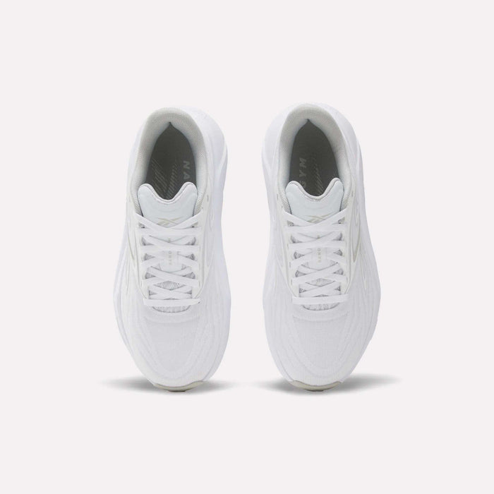 The Reebok Women's Nano Gym 2.0 Training Shoes are shown from above, featuring white laces and textured uppers against a plain white background—ideal for versatile workouts.