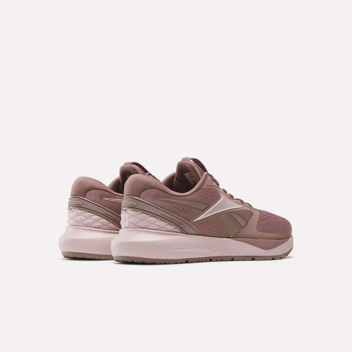 Women's Reebok Nanoflex 2.0 Training Shoes in mauve pink, featuring mesh and synthetic panels, are shown from the back and side on a plain white background.