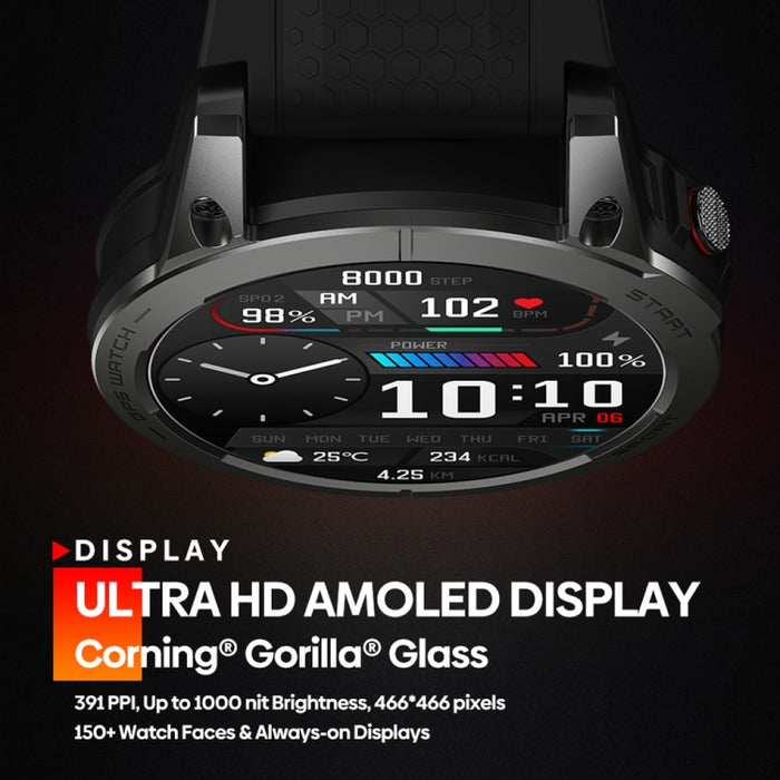 Zeblaze Stratos 3 Smart Watch – 1.43" AMOLED, IP68, Bluetooth Call & GPS