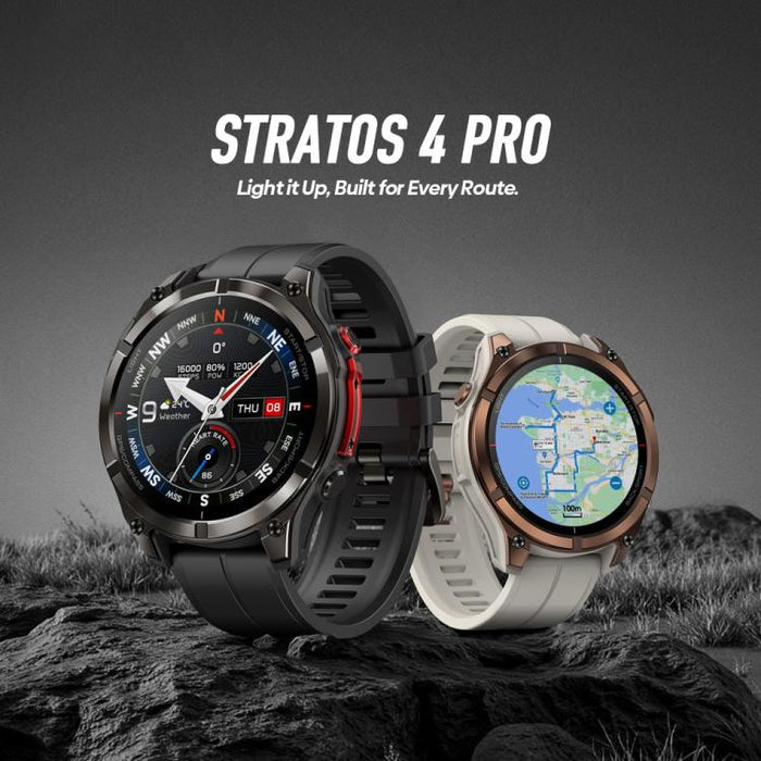 Zeblaze Stratos 4 Pro Rugged GPS Smart Watch – 1.43", 5 ATM/IP69K, Flashlight