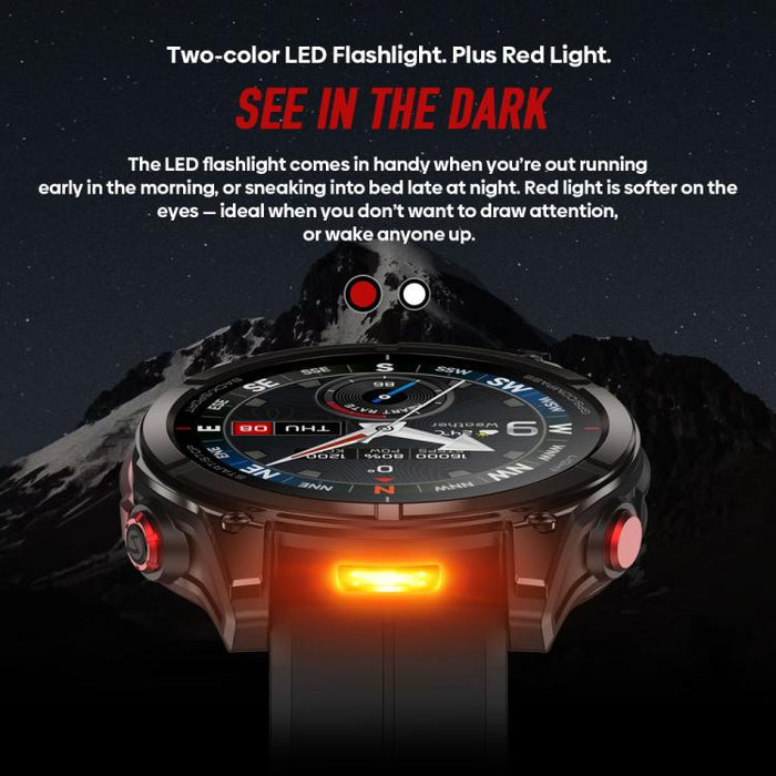 Zeblaze Stratos 4 Pro Rugged GPS Smart Watch – 1.43", 5 ATM/IP69K, Flashlight