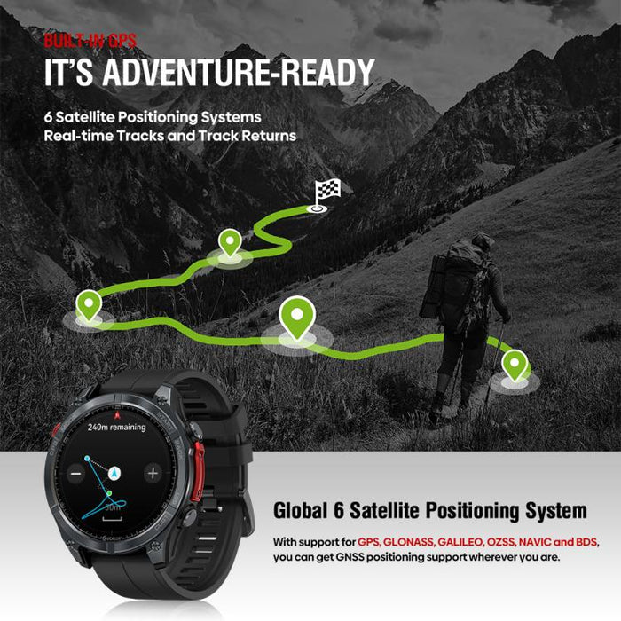 Zeblaze Stratos 4 Rugged GPS Smart Watch – 1.43", 5 ATM & IP69K